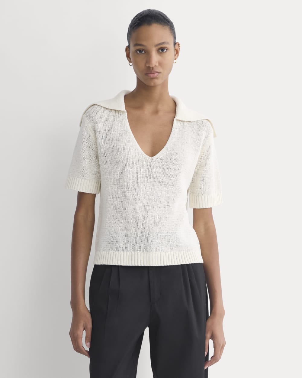 Open Collar Polo | Bone