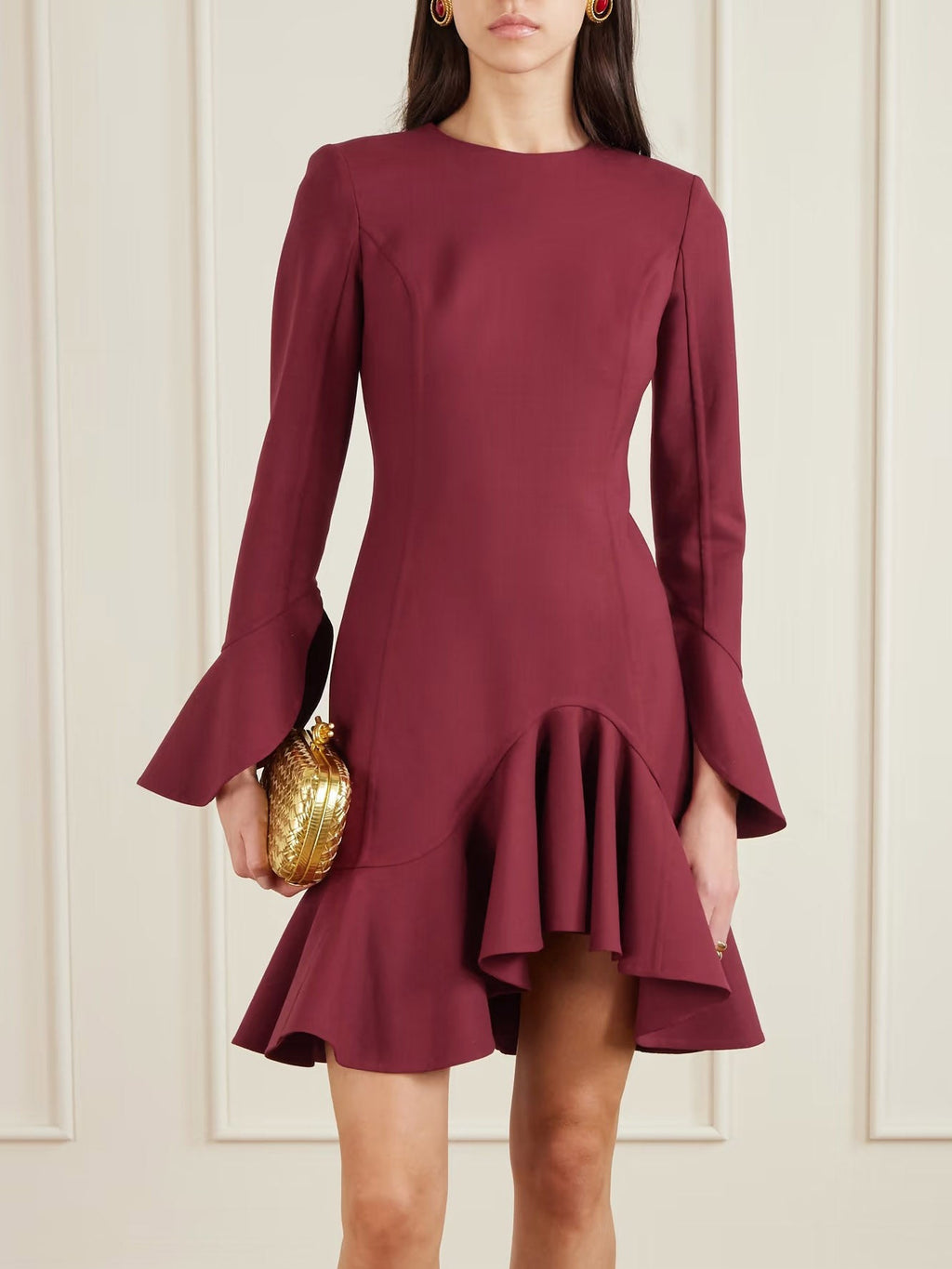 Elegant Irregular Ruffle Mini Dress