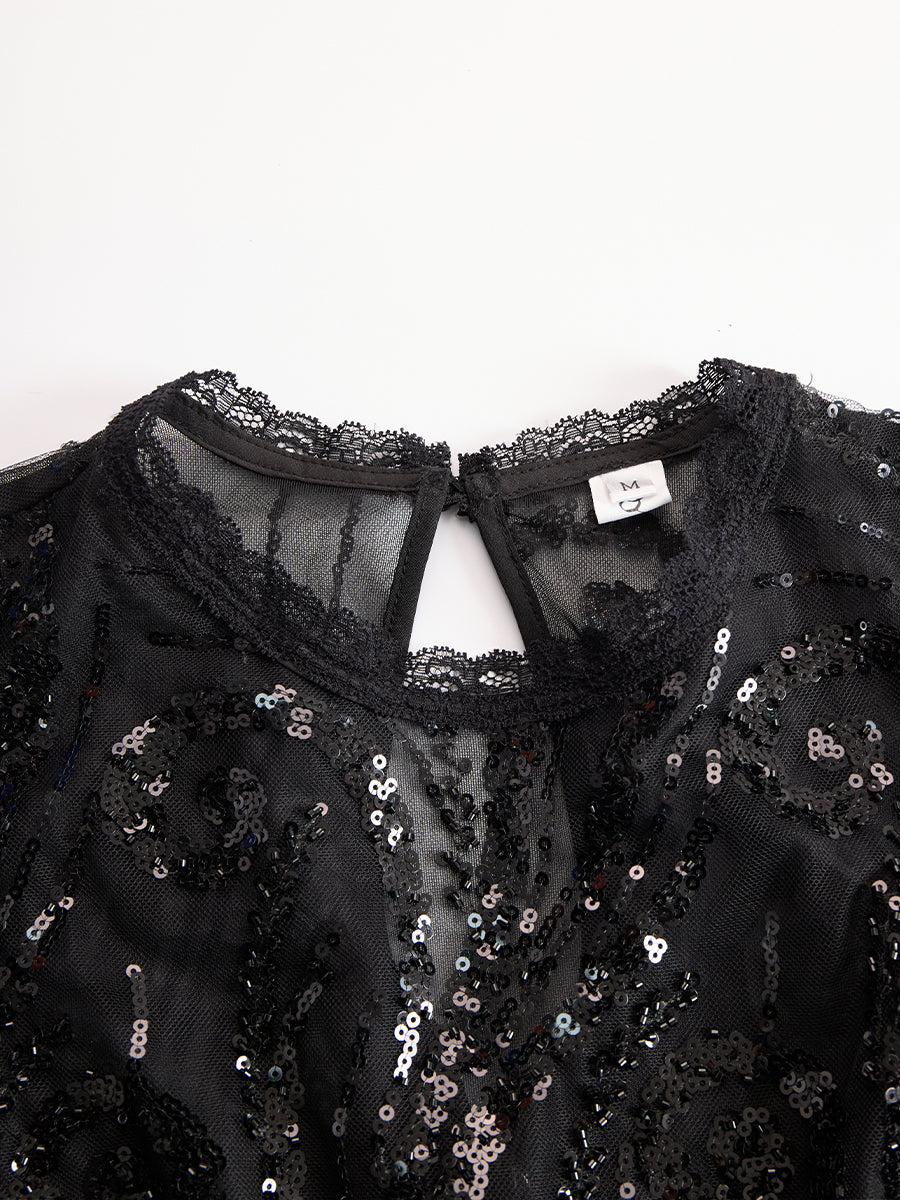 Elegant Black Lace Bodice Dress With Pleated Skirt