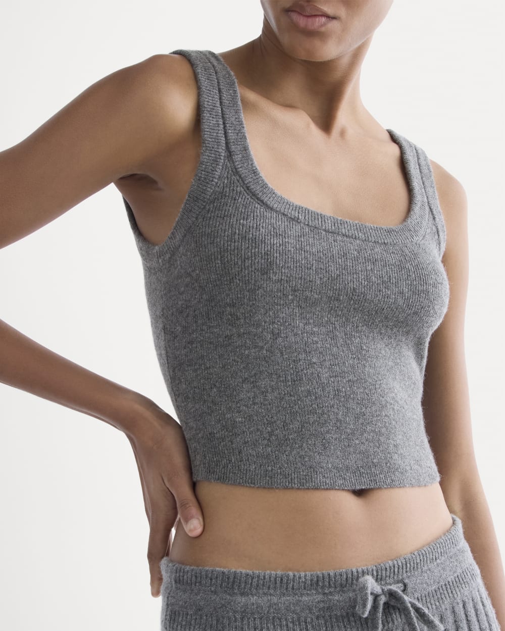 Cashmere Cropped Tank | Heather Charcoal
