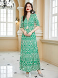 Loose Mid Sleeve Dress Printed Beach Dress