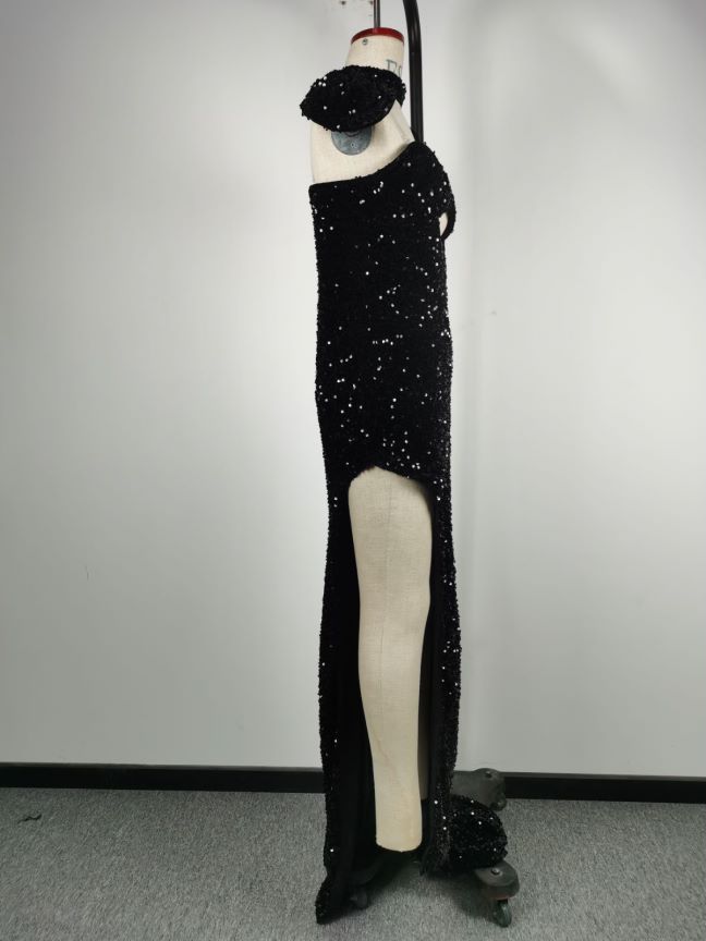 Sequined Tube Top Banquet Dress Hip-Wrapped Evening Dress