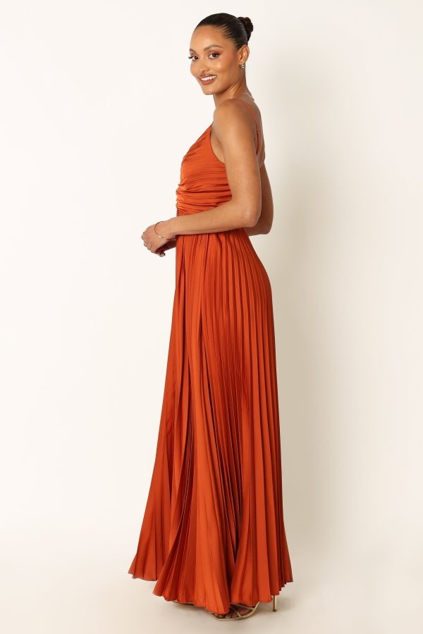 V neck Elegant Graceful Sling Backless Long Pleated Dress