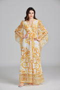 Belt Printed Long Dress