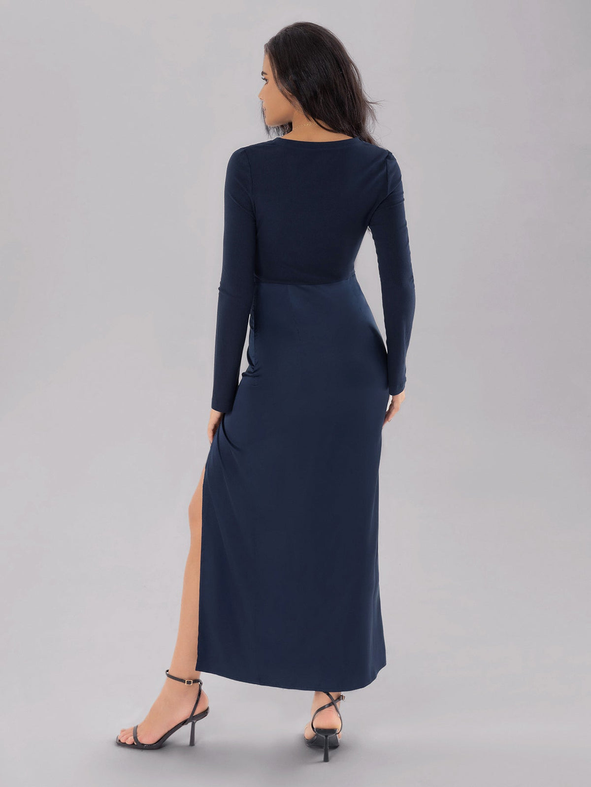 Bohemian Slim Fit Waist Pleated SlimmingLong Patchwork Split Dress