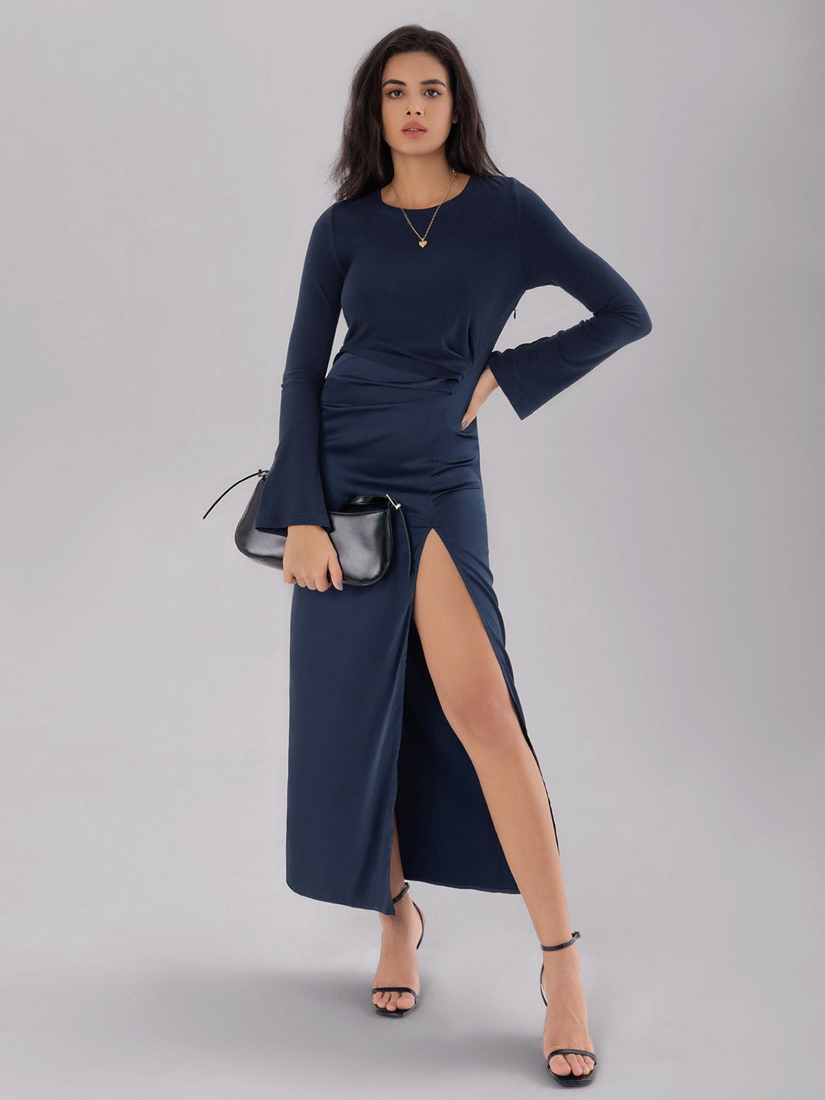Bohemian Slim Fit Waist Pleated SlimmingLong Patchwork Split Dress