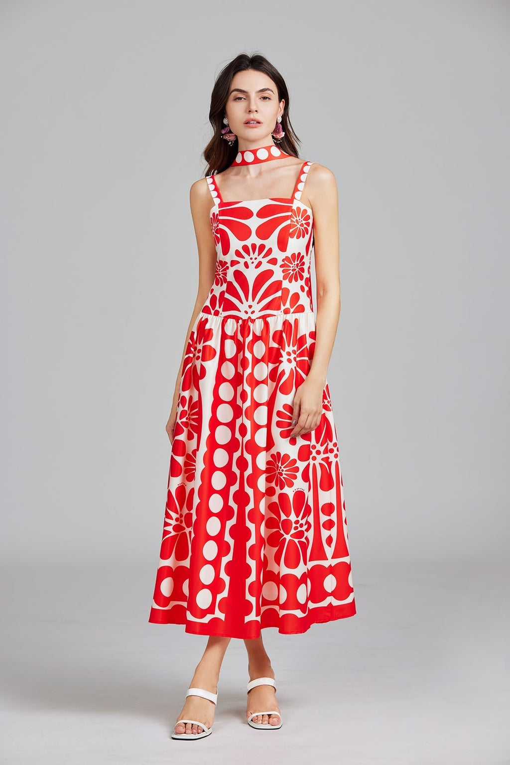 Print Halter A Line Long Dress