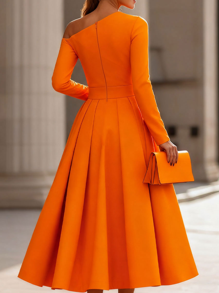 Radiant Elegance: Sophisticated Long-Sleeve Dress With Flair