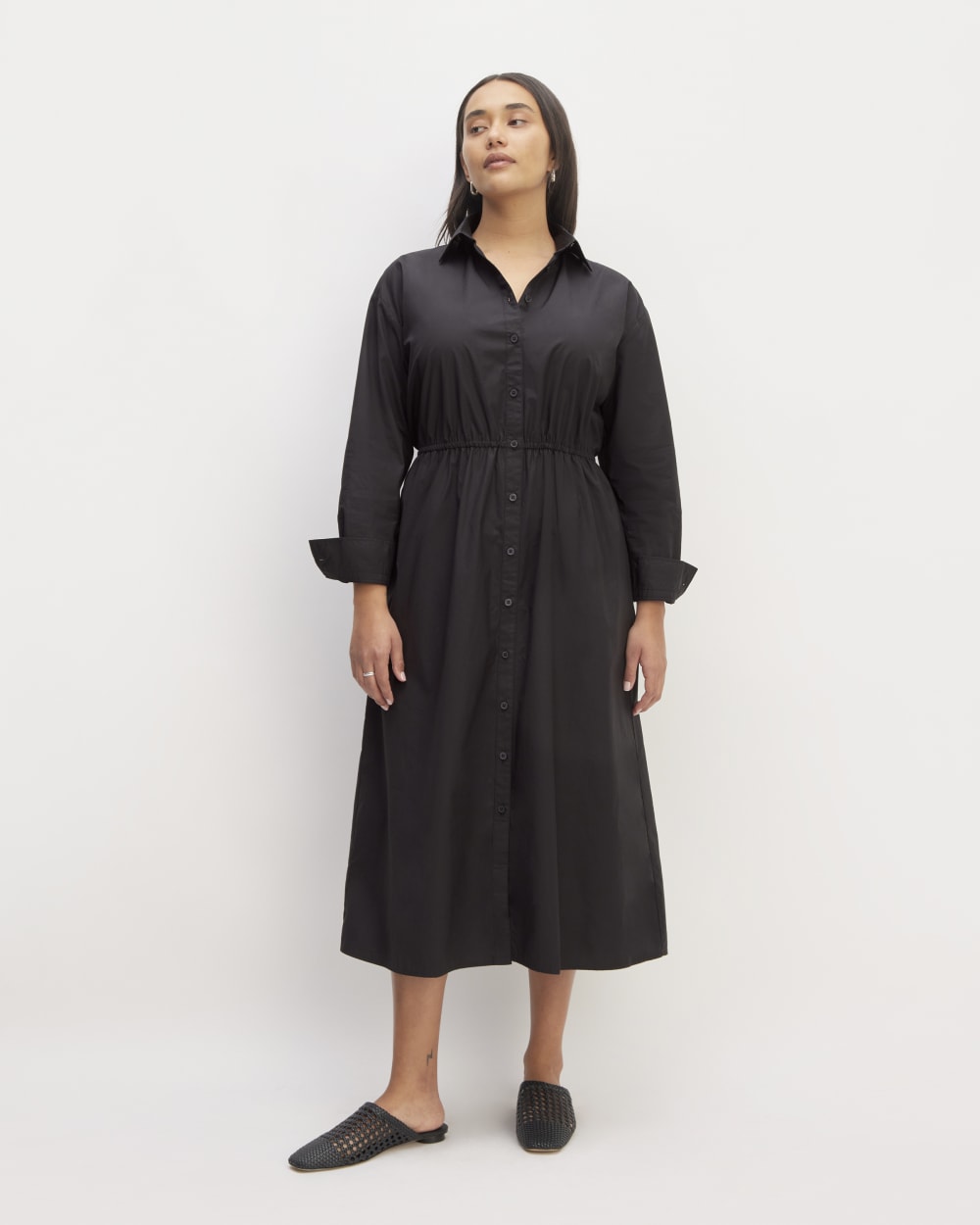 The Supima® Cotton Midi Shirt Dress | Black