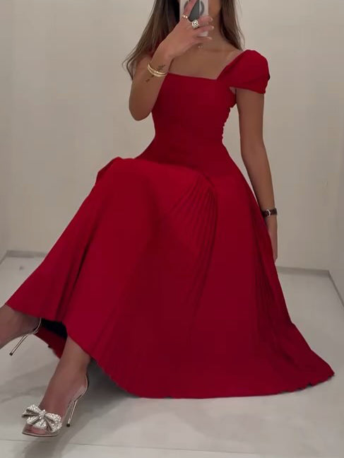 Elegant Pleated Midi Dress