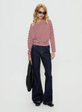 Deora Cinched Long Sleeve Top Red Stripe