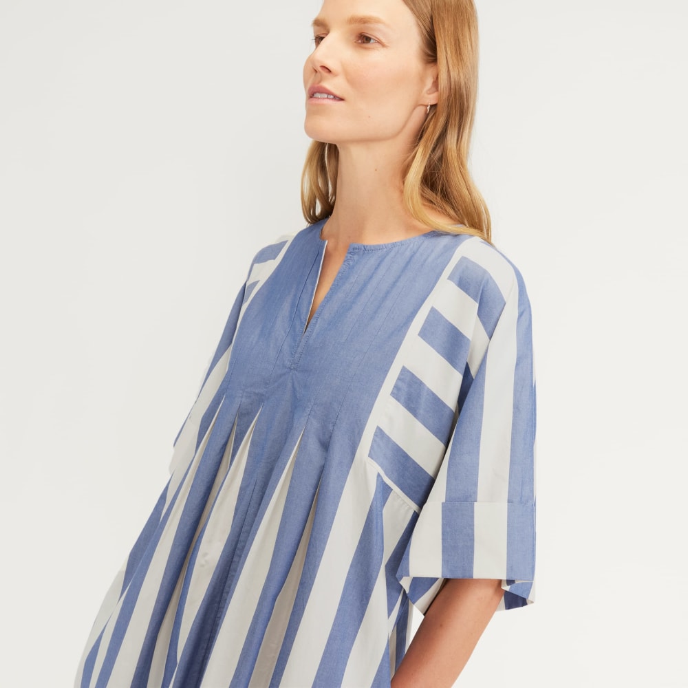 The Poplin Caftan Dress | Mazarine Blue / Bone
