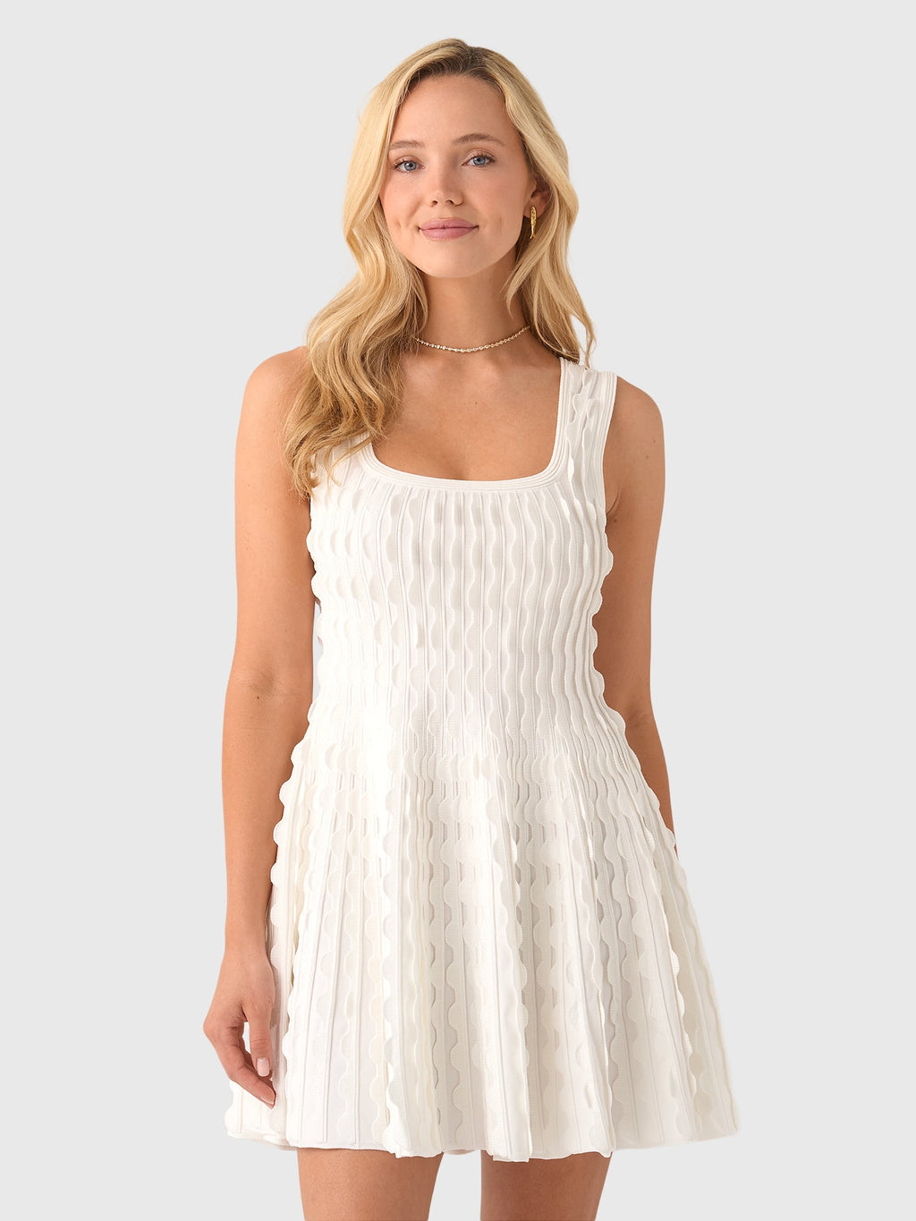 Simkhai Women's Vanna Scalloped Knit Mini Dress