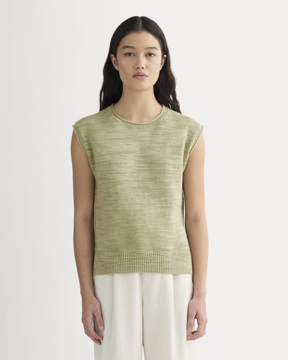 The Muscle Sweater in Cotton Linen | Eucalyptus