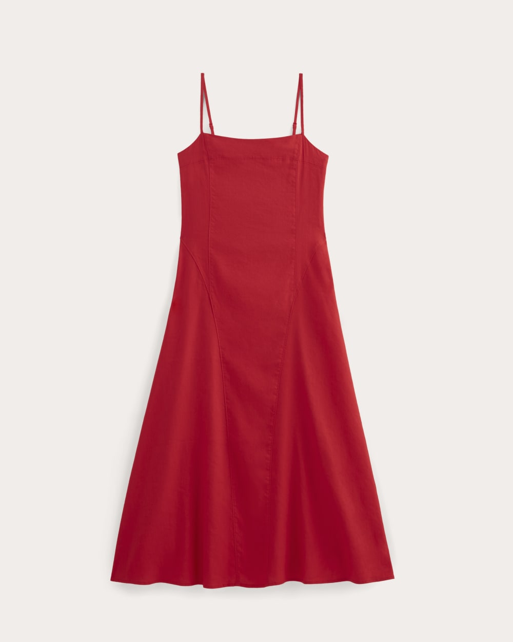 The Seamed Dress in Stretch Linen | Classic Red