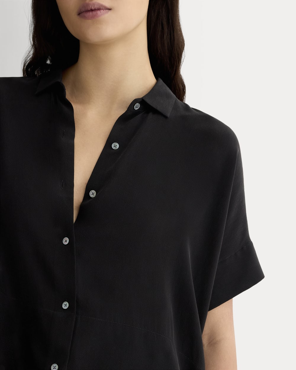The Boxy Shirt in Washable Silk | Black