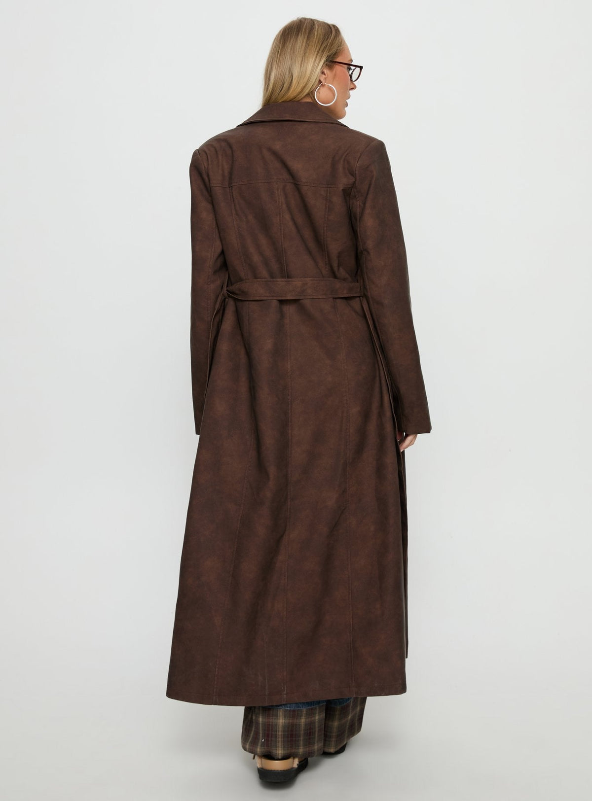 Salazar Longline Belted Trench Coat Chocolate Brown