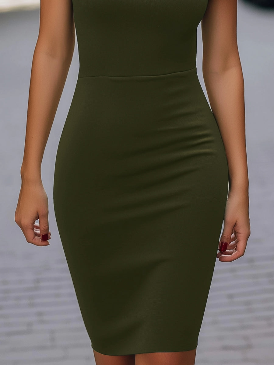 Off-Shoulder Draped Pencil Dress