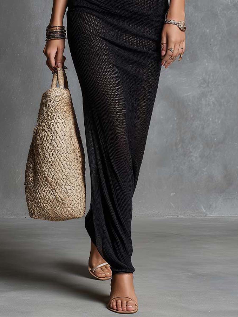 Bohemian Crochet Halter Maxi Dress