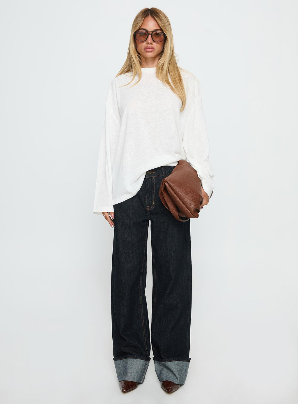 Zaydee Oversized Long Sleeve Top White
