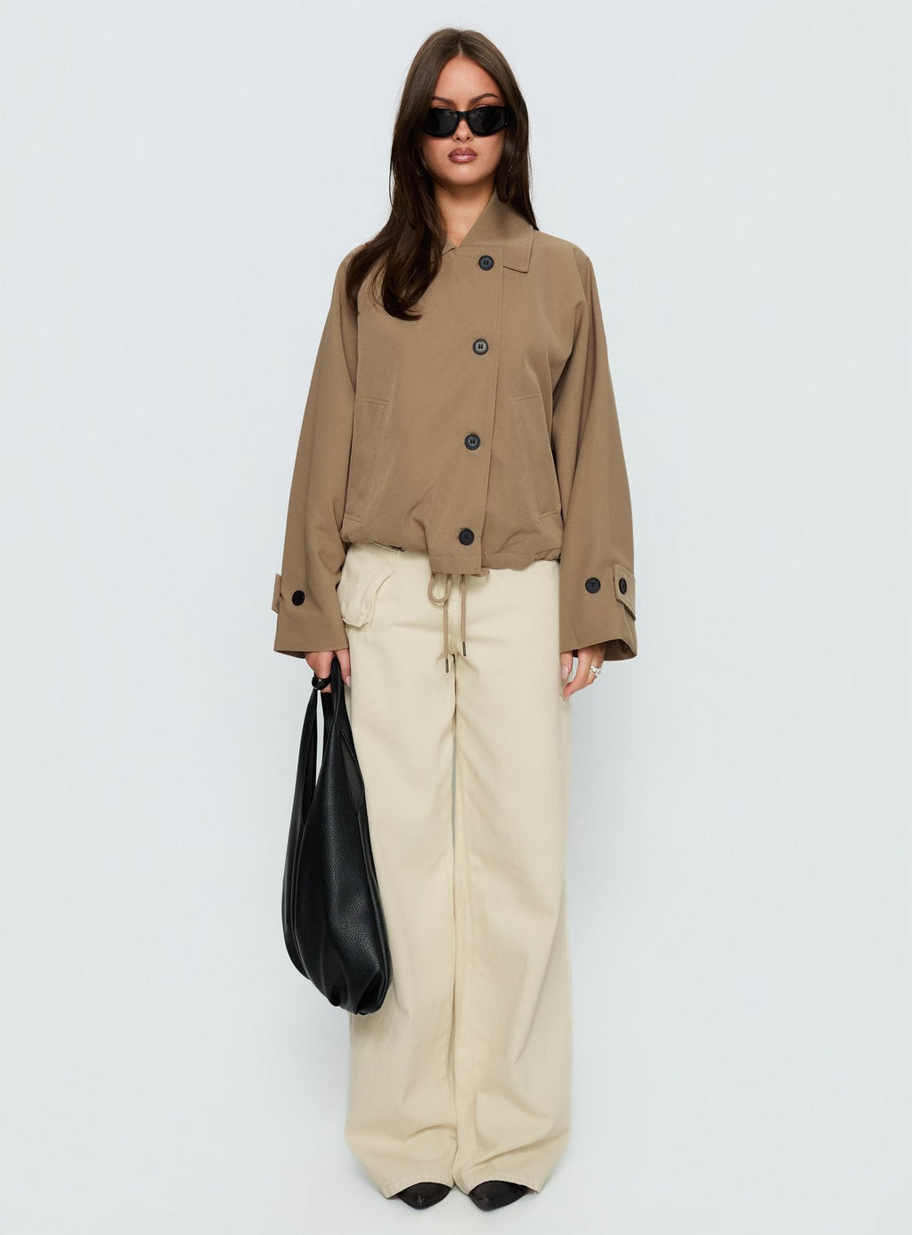 Sandria Cropped Trench Coat Beige