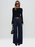 Harpur Long Sleeve Backless Top Black