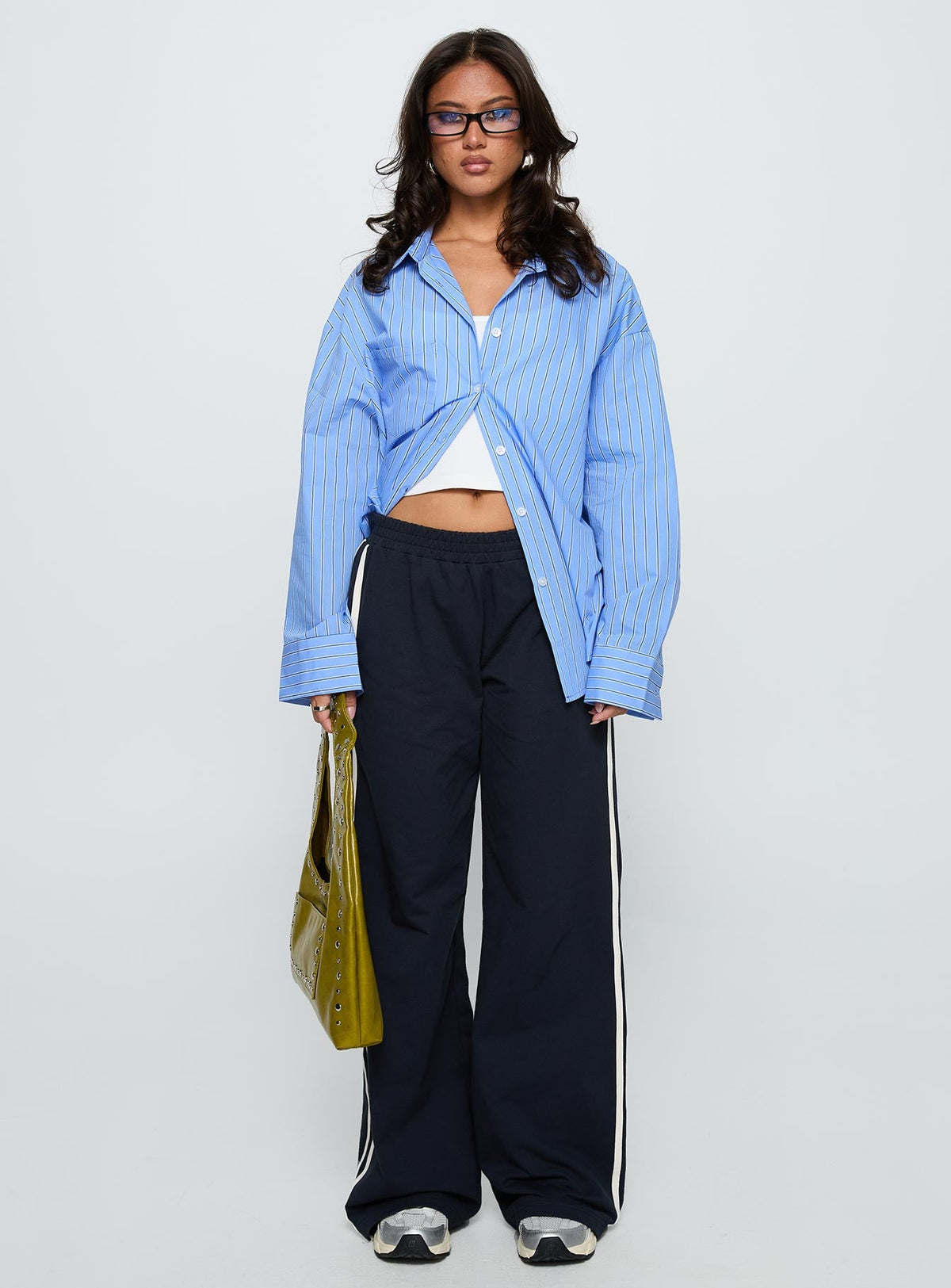 Kodhi Oversized Long Sleeve Top Blue Stripe