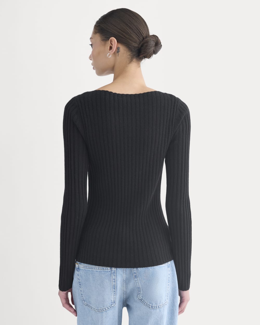 Cashmere Ribbed Boat-Neck Sweater | Black