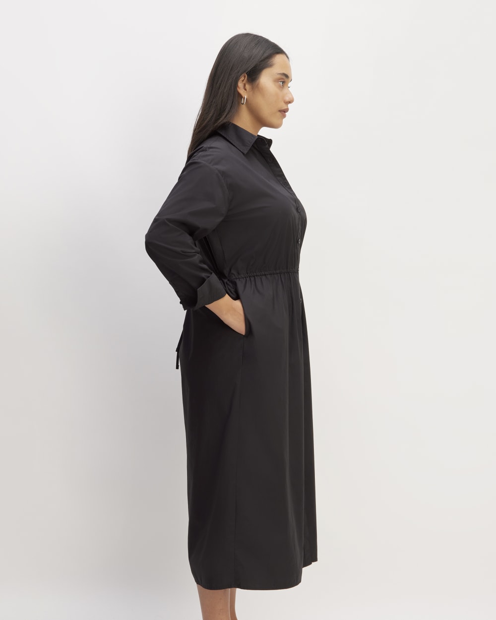 The Supima® Cotton Midi Shirt Dress | Black