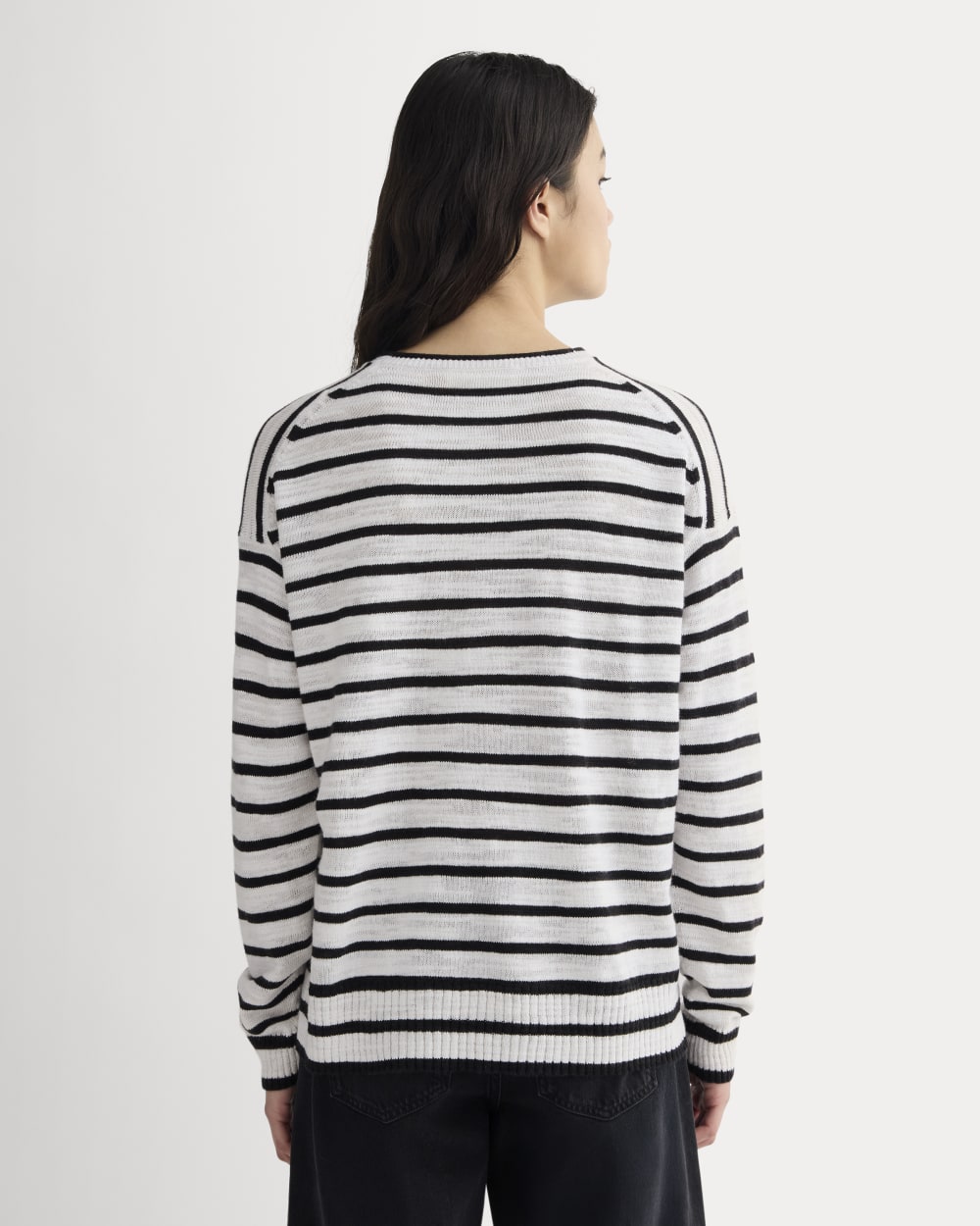 The Slouch Sweater in Cotton Linen | White / Black