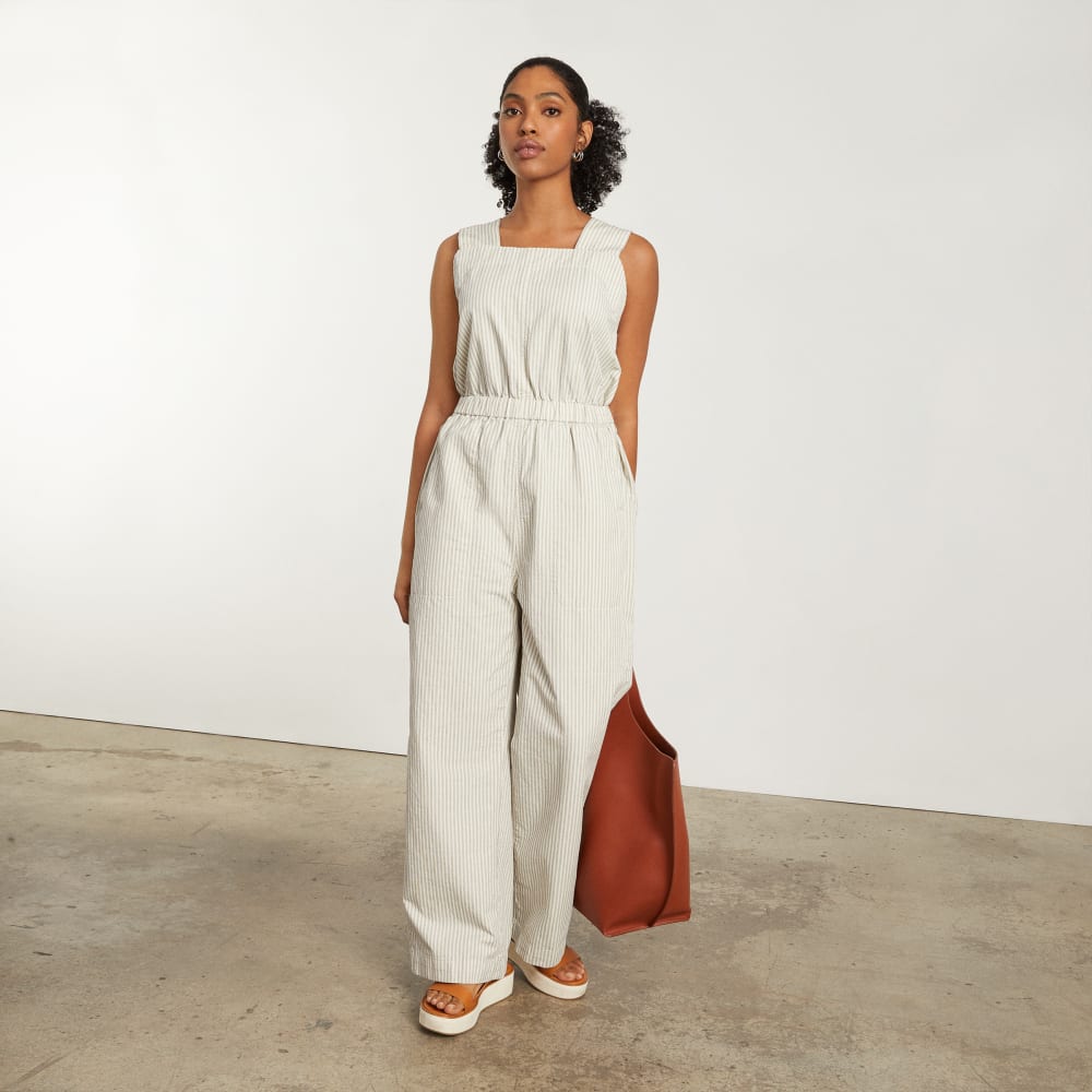 The Fatigue Apron Jumpsuit | Navy Stripe