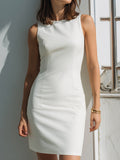 White Sleeveless Tailored Sheath Dress