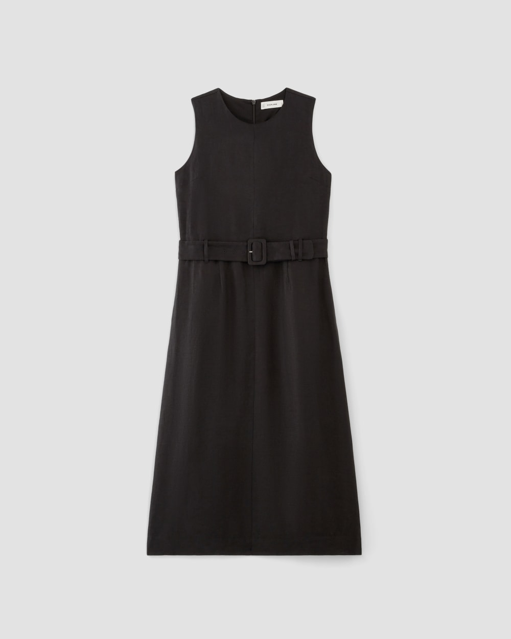 The Linen Belted Midi Dress | Black