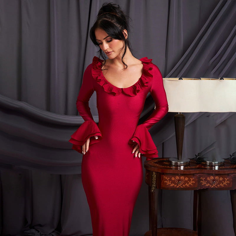 Bell Sleeve High Waist Fishtail Dress