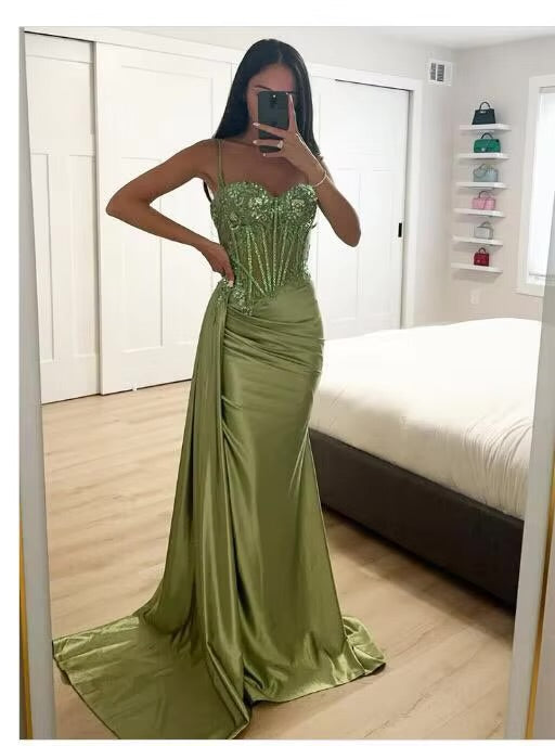 Spaghetti Strap Mermaid Fishtail Evening Dresses