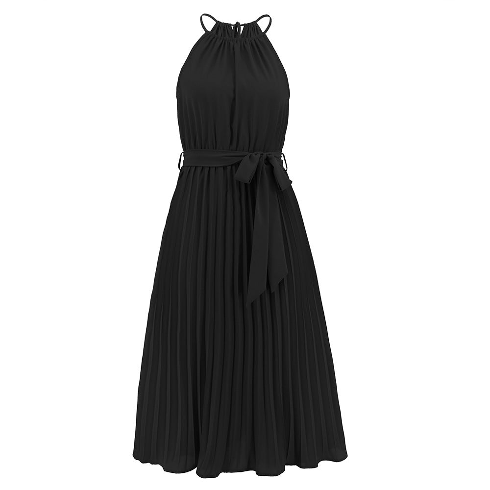 Spaghetti Strap Sleeveless Pleated Dress Dress