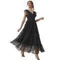 Party Gathering V neck Mesh Dress Formal Dress