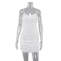 White V-neck Strap Slim Dress Backless Slip Dress Casual Sleeveless A- line