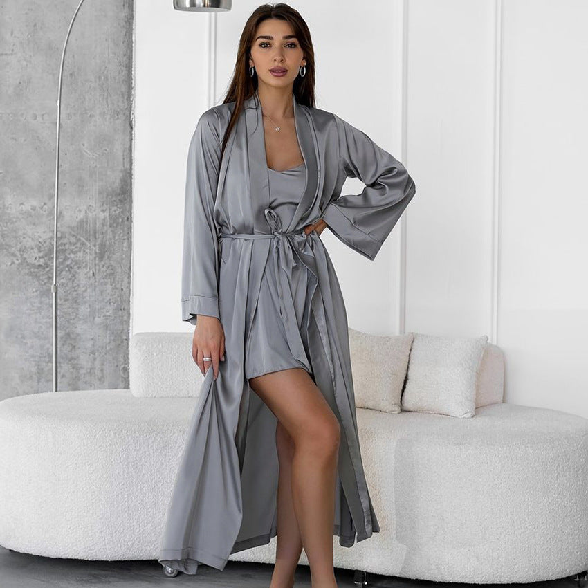 Loose Casual Nightgown Nightdress Two Piece Set Simple Comfortable High End Home Wear