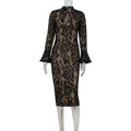 Wear Long Sleeve Lace Hollow Out Cutout out Slim Fit Elegant Hip Dress