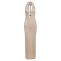 Elegant Halter Backless Tied V neck Slim Fit Dress Maxi Dress for