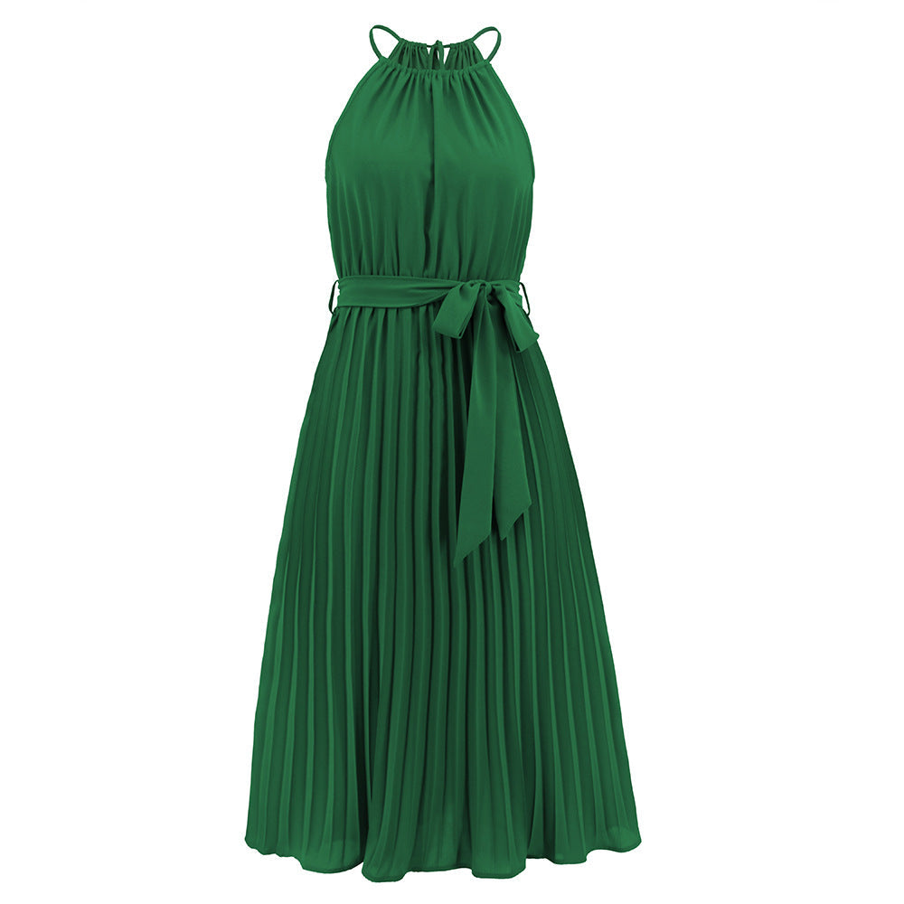 Spaghetti Strap Sleeveless Pleated Dress Dress