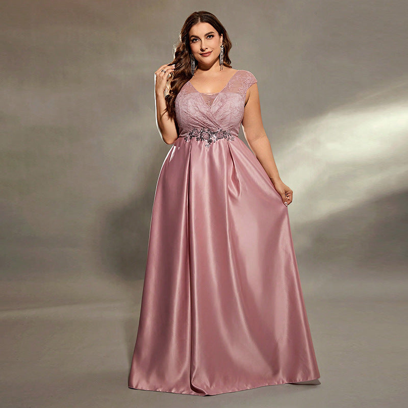 Plus Size Evening Dress Arrival Solid Color Maxi Dress Birthday Party Dress