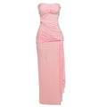Twisted Backless Side Slit Tube Top Solid Color Dress