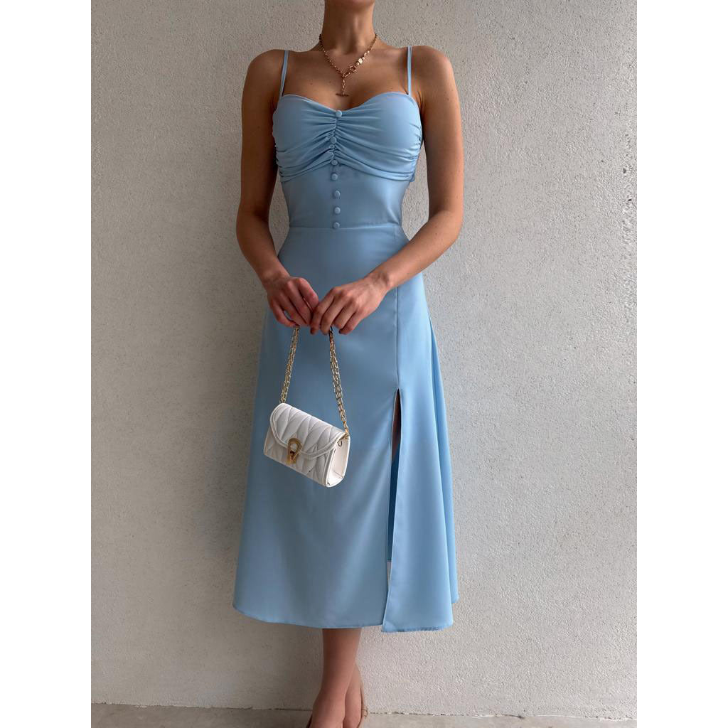 Trendy Waist Trimming Spaghetti Straps Dress