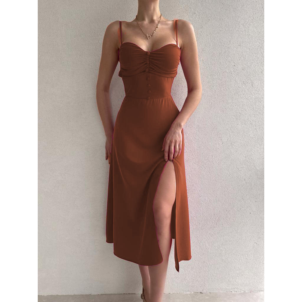 Trendy Waist Trimming Spaghetti Straps Dress