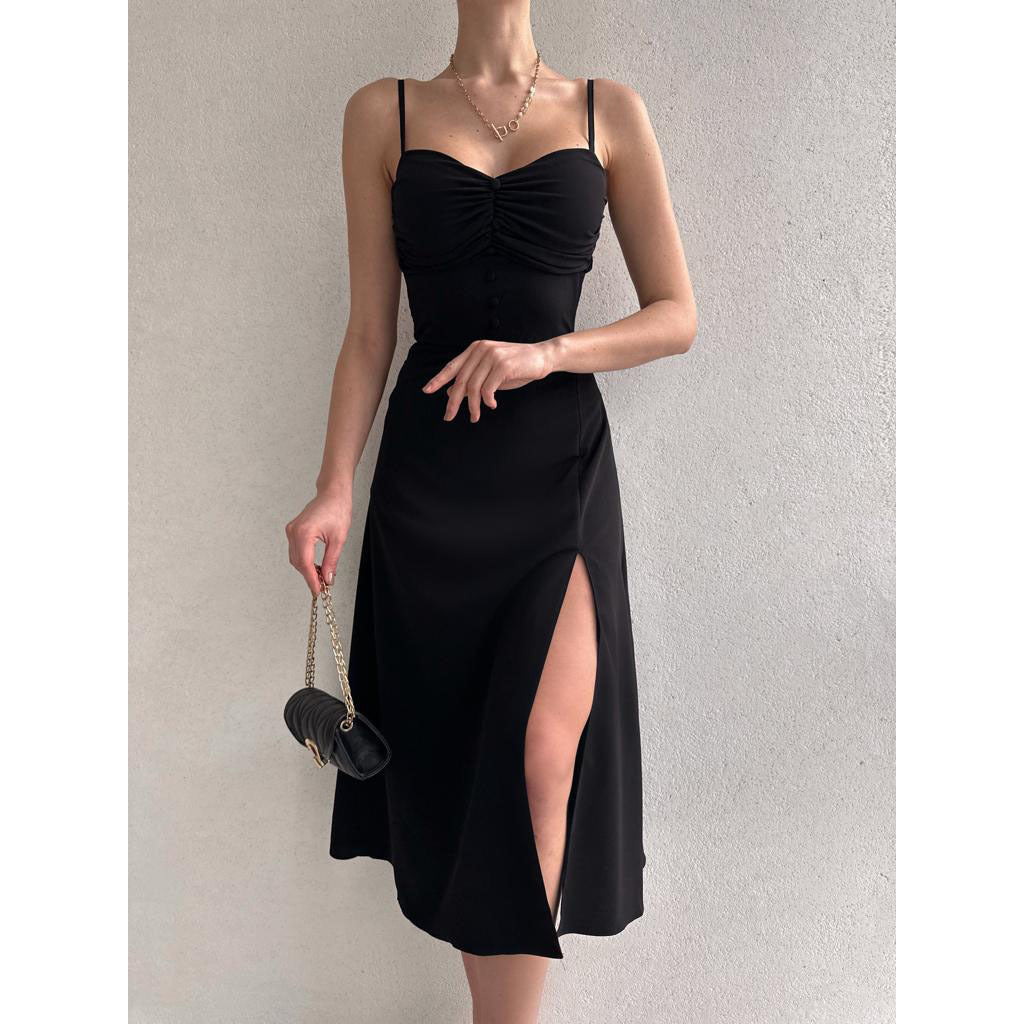 Trendy Waist Trimming Spaghetti Straps Dress