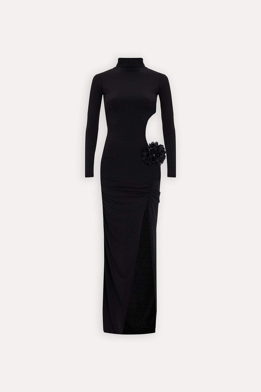 Hollow Out Cutout out Socialite Private Dress Evening Dress Elegant Three Dimensional Floral Turtleneck Dress