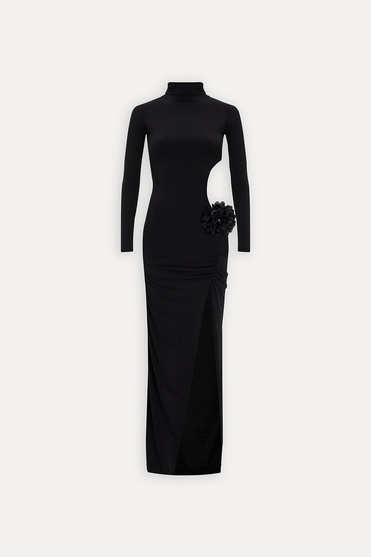 Hollow Out Cutout out Socialite Private Dress Evening Dress Elegant Three Dimensional Floral Turtleneck Dress