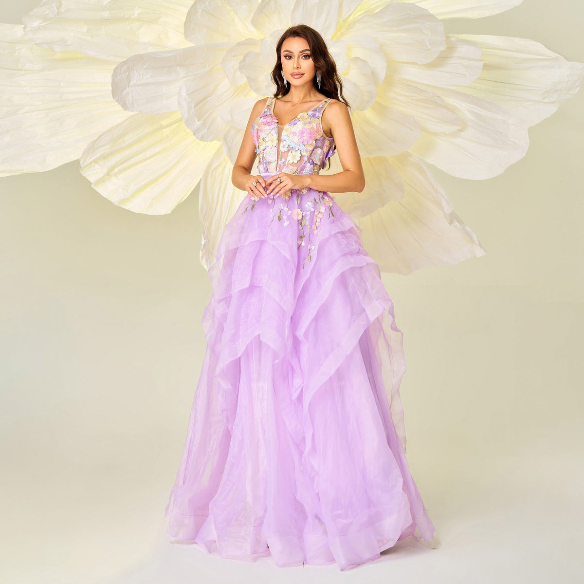 Sleeveless V neck Long Floor Length Wedding Evening Gown Pettidress Large Swing
